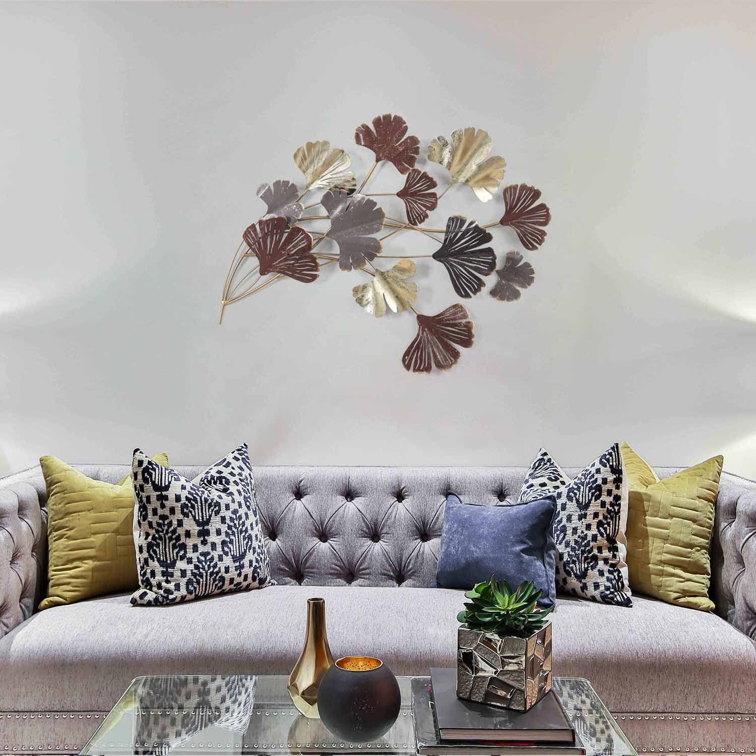 Amazon.co.jp: Asense 金属製 イチョウの葉 彫刻 壁装飾